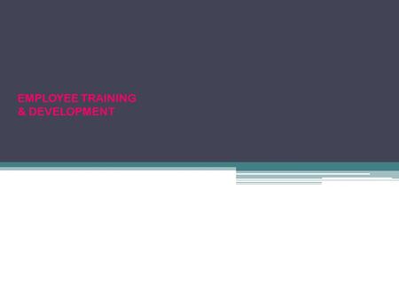 EMPLOYEE TRAINING & DEVELOPMENT