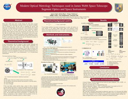 Modern Optical Metrology Techniques used in James Webb Space Telescope Segment Optics and Space Instruments Modern Optical Metrology Techniques used in.