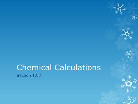 Chemical Calculations