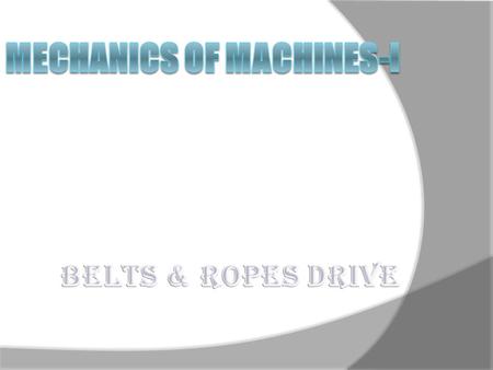 Mechanics of Machines-I