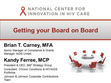 Brian T. Carney, MFA Senior Manager of Compliance & Grants Manager, AIDS United Kandy Ferree, MCP President & CEO, 360 ⁰ Strategy Group Consultant, Chronic.