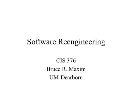 Software Reengineering