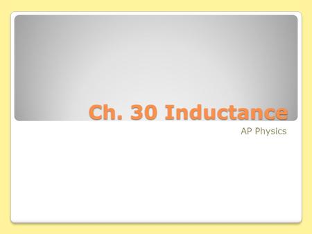 Ch. 30 Inductance AP Physics. Mutual Inductance According to Faraday’s law, an emf is induced in a stationary circuit whenever the magnetic flux varies.