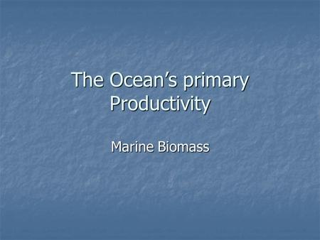 The Ocean’s primary Productivity