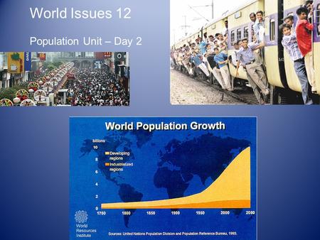 World Issues 12 Population Unit – Day 2. Where are we headed this unit? Understand the world in balance. Factors that affect density and distribution.