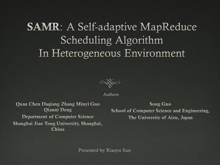 Table of ContentsTable of Contents  Overview  Scheduling in Hadoop  Heterogeneity in Hadoop  The LATE Scheduler(Longest Approximate Time to End) 