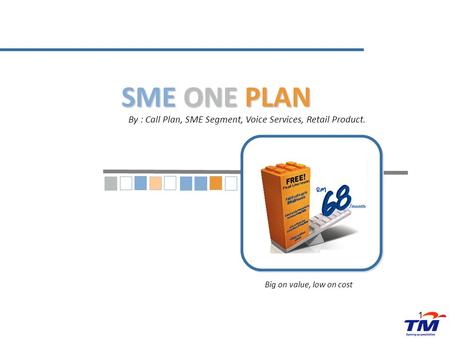 1 SME ONE PLAN By : Call Plan, SME Segment, Voice Services, Retail Product. Big on value, low on cost.