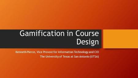 Gamification in Course Design