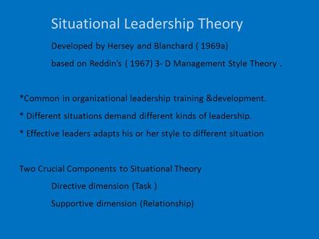 Situational Leadership Theory