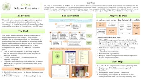 The Problem The Goal The Intervention Progress to Date Next Steps A hospital-wide, comprehensive approach to recognizing and responding to delirium is.