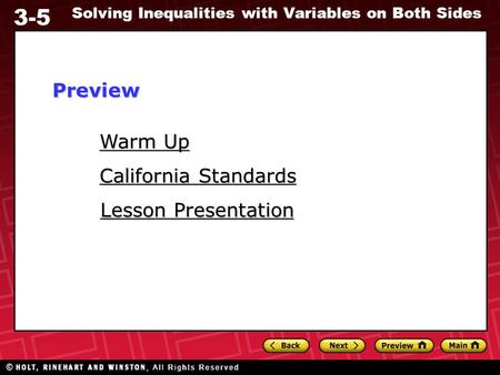 Preview Warm Up California Standards Lesson Presentation.