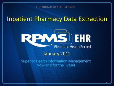 January 2012 Inpatient Pharmacy Data Extraction 1.