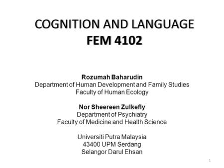 COGNITION AND LANGUAGE FEM 4102