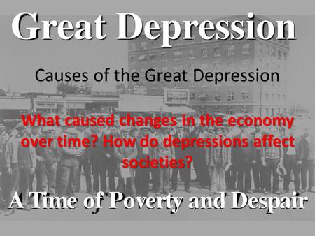 Causes of the Great Depression