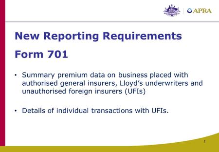 New Reporting Requirements Form 701