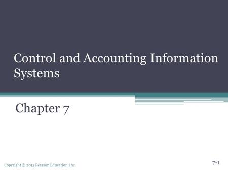 Control and Accounting Information Systems