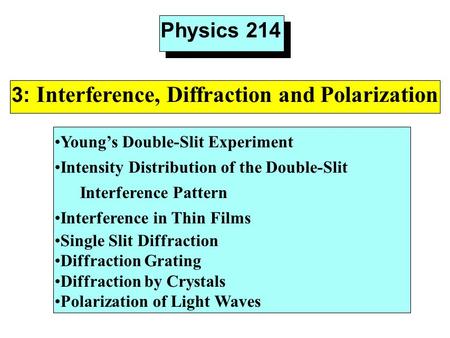 3: Interference, Diffraction and Polarization