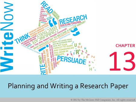 Planning and Writing a Research Paper