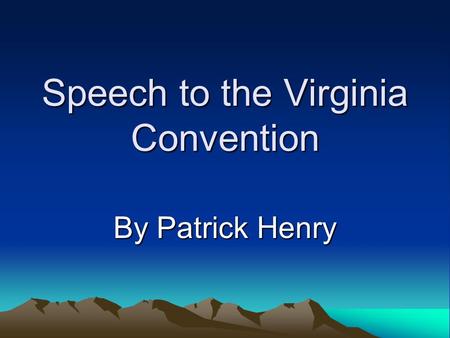 Speech to the Virginia Convention