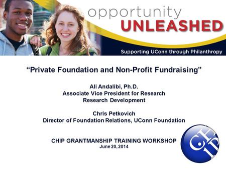 “Private Foundation and Non-Profit Fundraising” Ali Andalibi, Ph.D. Associate Vice President for Research Research Development Chris Petkovich Director.