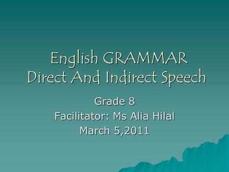 English GRAMMAR Direct And Indirect Speech