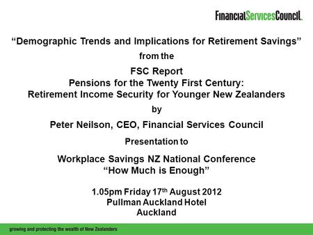 “Demographic Trends and Implications for Retirement Savings” from the FSC Report Pensions for the Twenty First Century: Retirement Income Security for.