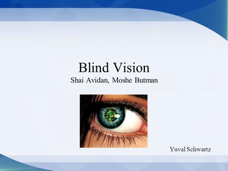 Blind Vision Shai Avidan, Moshe Butman Yuval Schwartz.