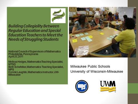 Building Collegiality Between Regular Education and Special Education Teachers to Meet the Needs of Struggling Students National Council of Supervisors.