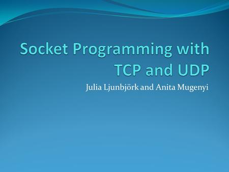 Julia Ljunbjörk and Anita Mugenyi. What is a socket? Like a house Between the layers.