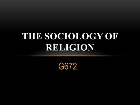 The Sociology Of Religion