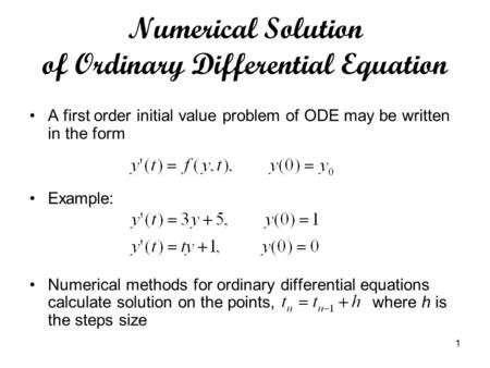 Numerical Solution of Ordinary Differential Equation