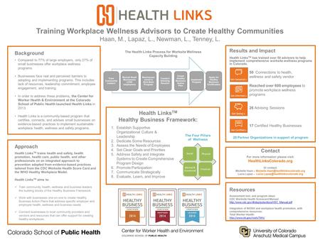 Training Workplace Wellness Advisors to Create Healthy Communities Haan, M., Lapaz, L., Newman, L., Tenney, L. Background Compared to 77% of large employers,