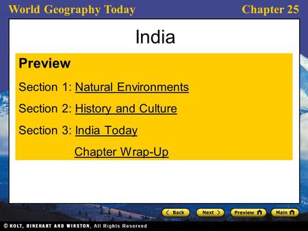 India Preview Section 1: Natural Environments