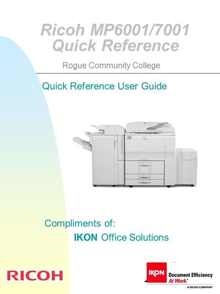 Ricoh MP6001/7001 Quick Reference