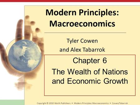 Modern Principles: Macroeconomics Tyler Cowen and Alex Tabarrok Copyright © 2010 Worth Publishers Modern Principles: Macroeconomics Cowen/Tabarrok Chapter.