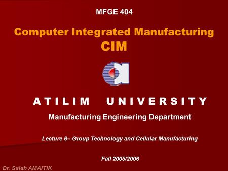 Computer Integrated Manufacturing CIM