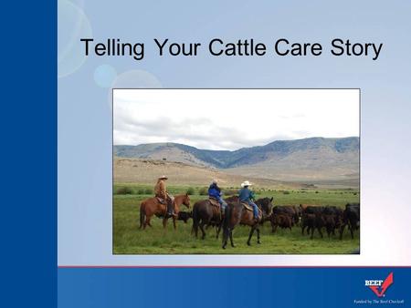 Telling Your Cattle Care Story. Why is telling our cattle care story so important? The basics of our story Examples of how I’ve told my story Ways to.