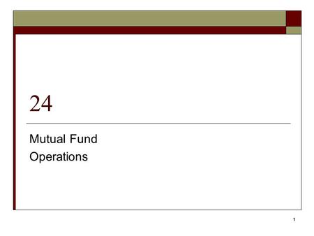 Mutual Fund Operations