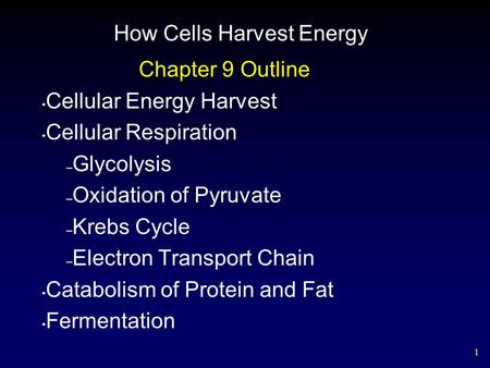 How Cells Harvest Energy