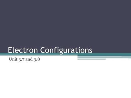 Electron Configurations Unit 3.7 and 3.8. Orbitals Region outside the nucleus where the electron has the highest probability of being. Drawn with a fuzzy.