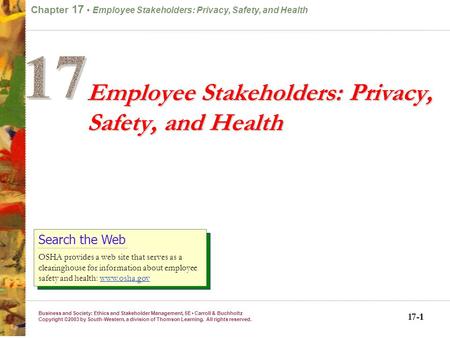 Business and Society: Ethics and Stakeholder Management, 5E Carroll & Buchholtz Copyright ©2003 by South-Western, a division of Thomson Learning. All.