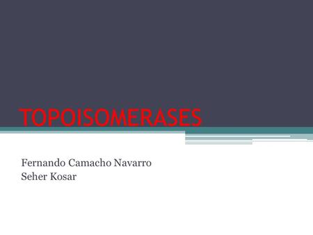 TOPOISOMERASES Fernando Camacho Navarro Seher Kosar.