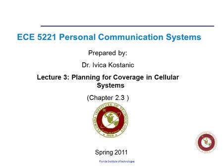 ECE 5221 Personal Communication Systems