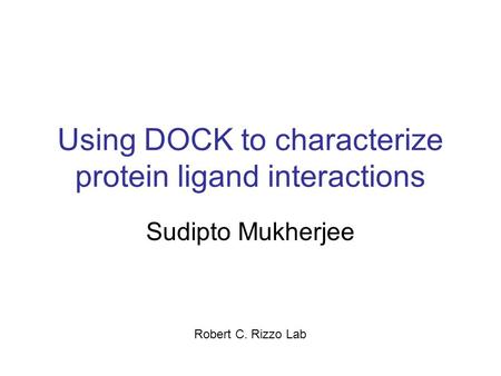 Using DOCK to characterize protein ligand interactions Sudipto Mukherjee Robert C. Rizzo Lab.