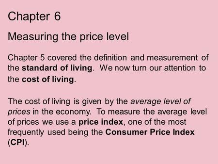 Chapter 6 Measuring the price level