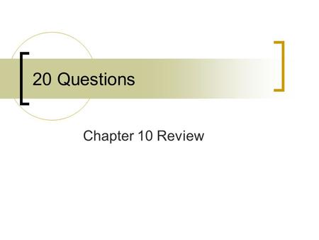 20 Questions Chapter 10 Review. 1. Polygons The sum of the measures of the interior angles of a convex polygon is 2520. How many sides does the polygon.