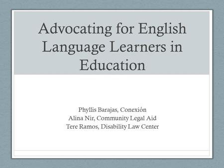 Advocating for English Language Learners in Education