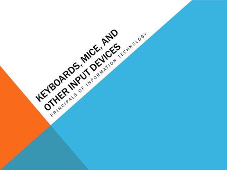 KEYBOARDS, MICE, AND OTHER INPUT DEVICES PRINCIPALS OF INFORMATION TECHNOLOGY.