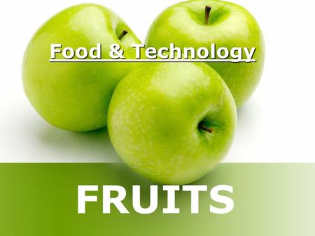 Food & Technology FRUITS. Origin A fruit is the edible part of a plant that contains a seed or the matured ovary of a flower. Fruits are defined botanically.