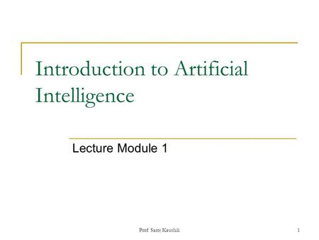 Introduction to Artificial Intelligence